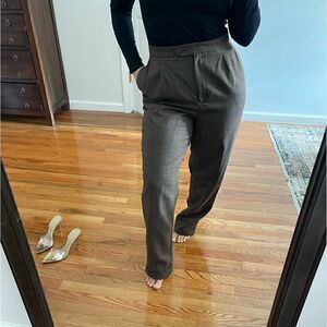 VTG Jennifer & Grace Brown Wool Plaid Pleated Front Cuffed Trouser Pants | SZ 12
